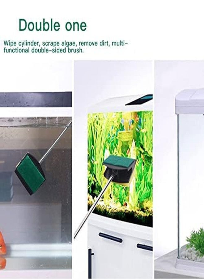 فرشاة تنظيف أحواض السمك متعددة الوظائف ذات وجهين بمقبض طويل من فاييناتو® بطول 47 سم - مصنوعة من الفولاذ المقاوم للصدأ مع فرشاة تنظيف الطحالب الخضراء والصفراء | مثالية لجدران حوض السمك والماء - Image 3